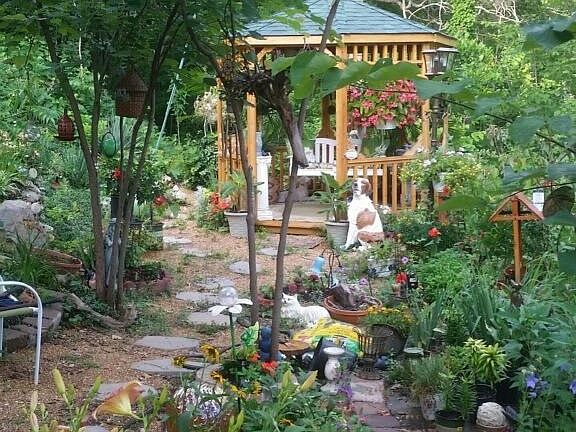 Gazebo garden when everything is in bloom!  Your very own retreat!