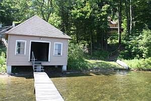 Looking inside boat house/changing rooms