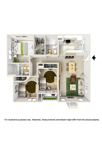 Floor plan 3 Bedroom 2 Bath