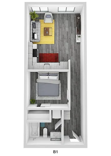 Floor plan Open 1 Bedroom A21