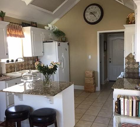 Kitchen with vaulted ceiling