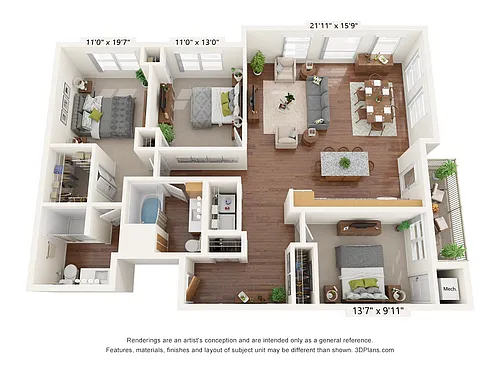 Floor plan Three Bedroom A