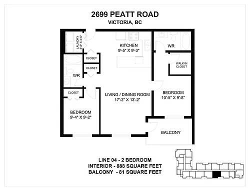 Floor plan 2 Bedroom 2 Bed 2 Bath