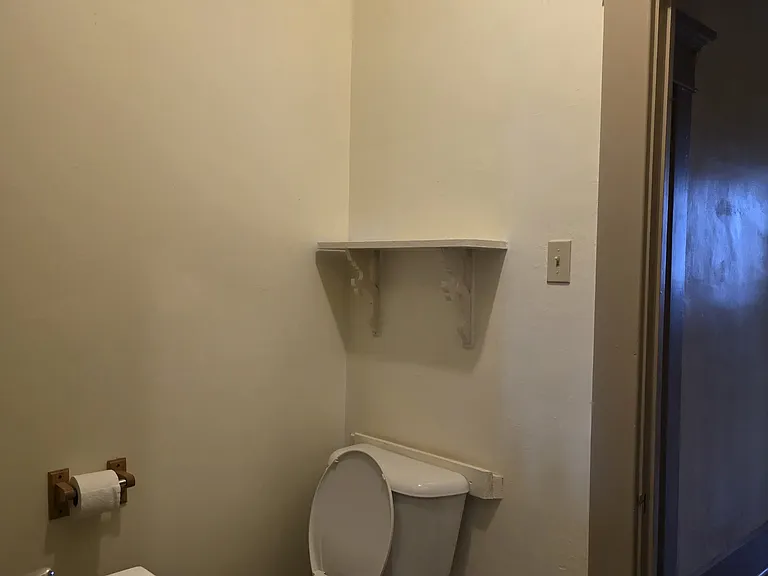 1/2 bath toilet and hall to the kitchen.