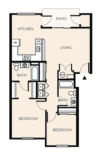 Floor plan 2 Bed 2 Bath B2