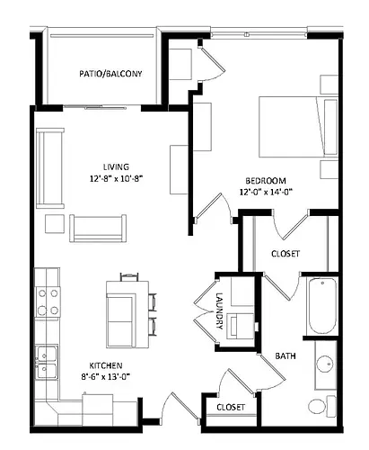 Floor plan 1 Bedroom A2