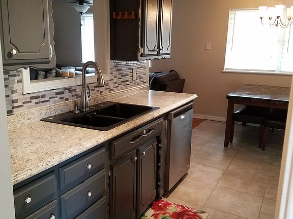 Kitchen open to living area