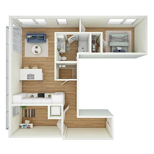 Floor plan 1 Bed 1 Bath + Den - a45.1