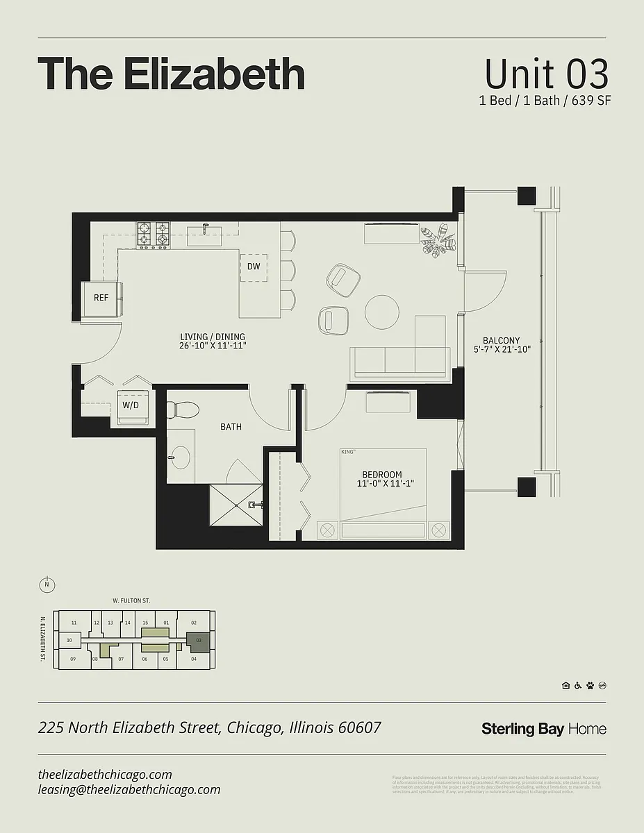 Floor plan 03 - 1Bed/1bath, Balcony