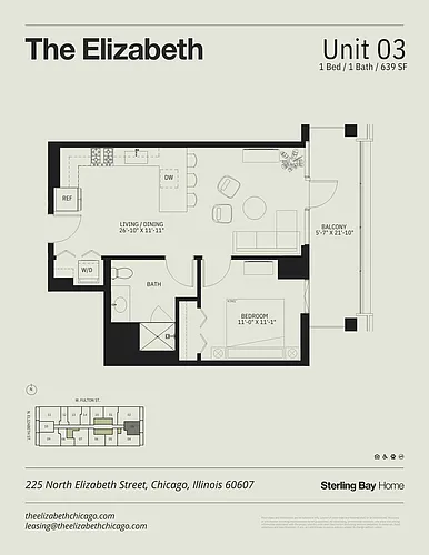 Floor plan 03 - 1Bed/1bath, Balcony