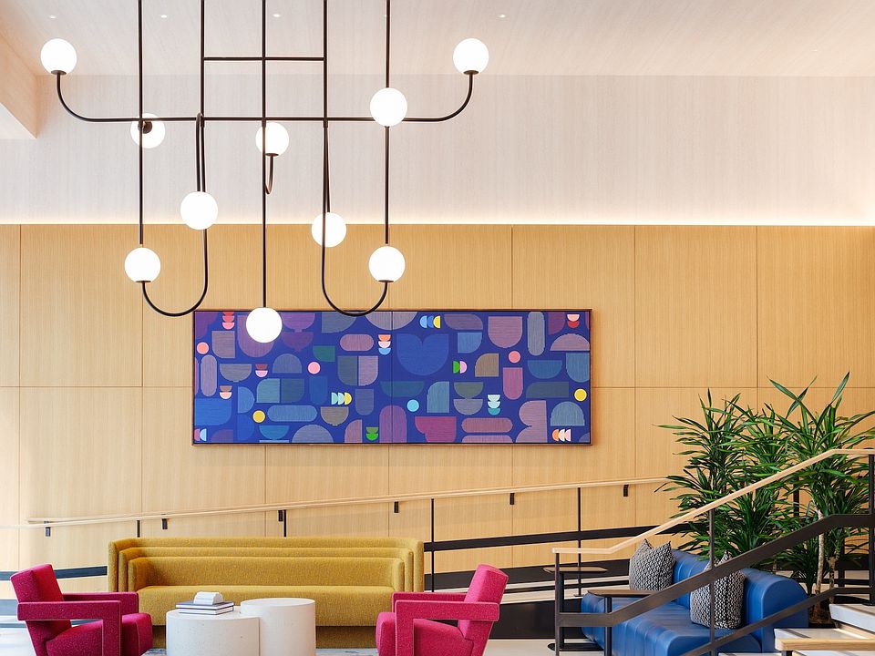 Welcoming lobby entrance of Mission Rock in San Francisco, CA.