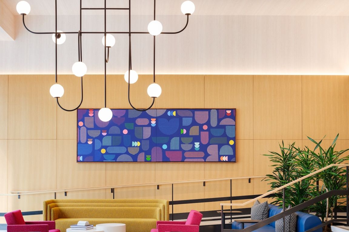 Welcoming lobby entrance of Mission Rock in San Francisco, CA.