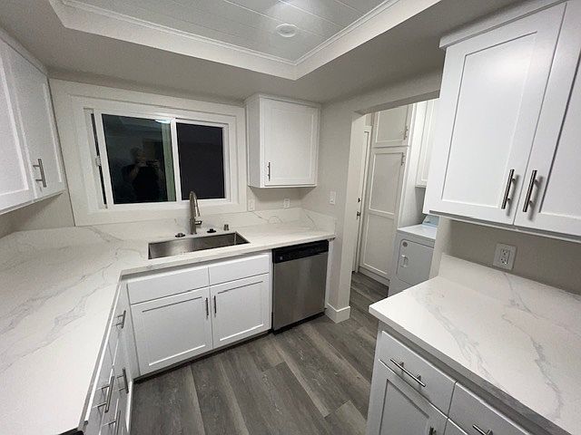 Remodeled Kitchen with Refrigerator, Stove, Microwave, Dishwasher.