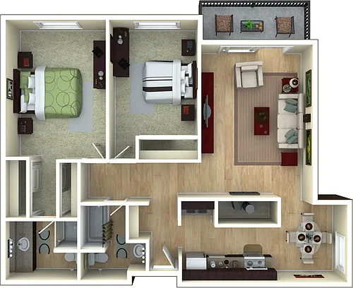 Floor plan 2 Bed 2 Bath