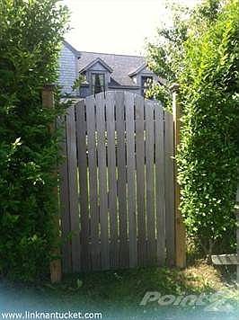 front gate to privet hedged yard