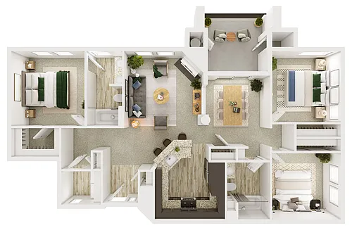 Floor plan 3BD 2BTH G10