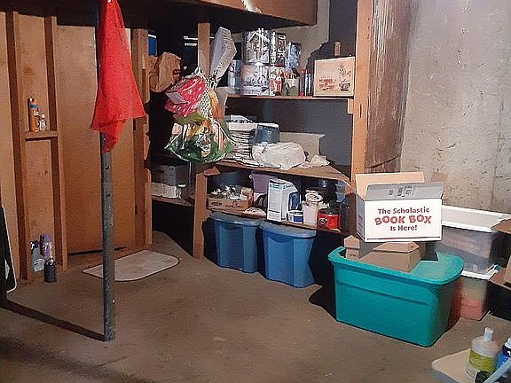 Storage shelves in basement 