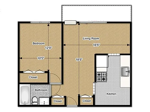 Floor plan One Bedroom Standard