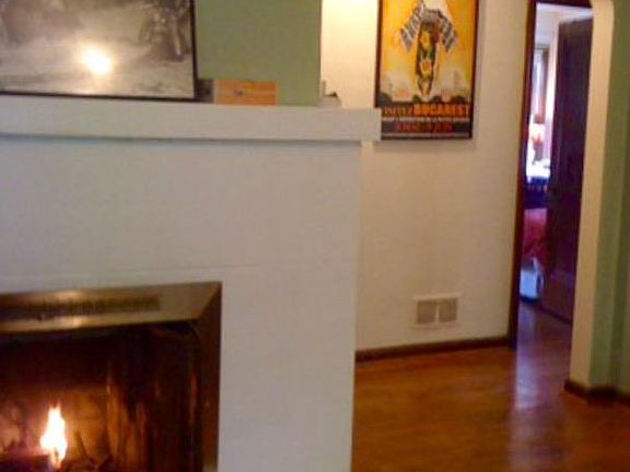 Living room & large fireplace