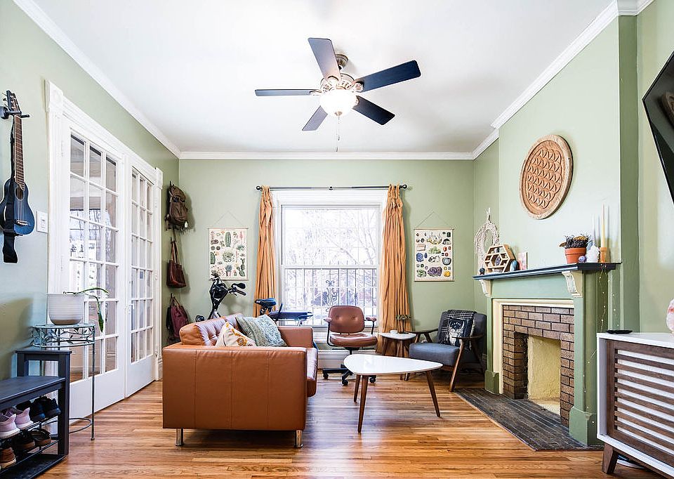 Living room and large window overlooking Josephine Street