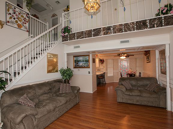 Living room with vaulted ceiling