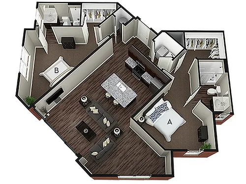 Floor plan 2BR/2BA - Bradford