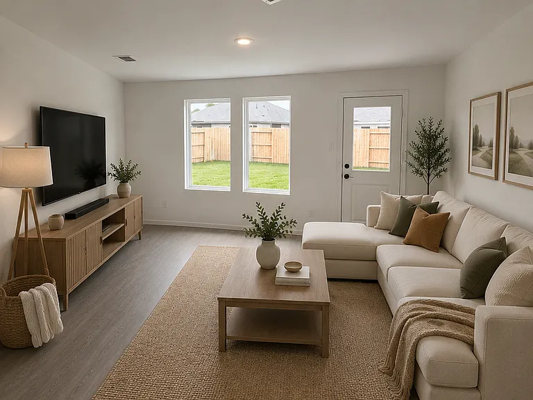 Spacious open-concept living room designed for comfort, entertaining, and everyday living.