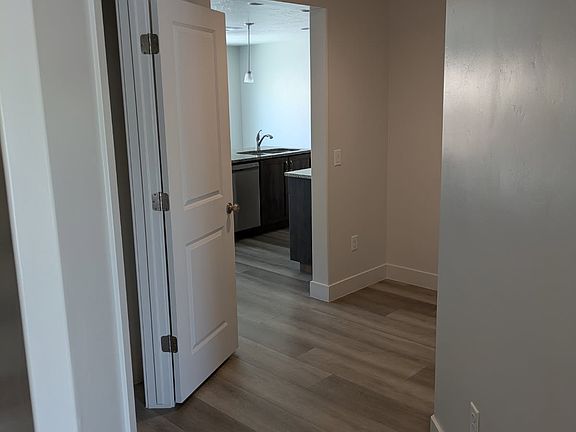 Hallway into townhome, closet on left, powder room to the right and door to the 2 car garage.