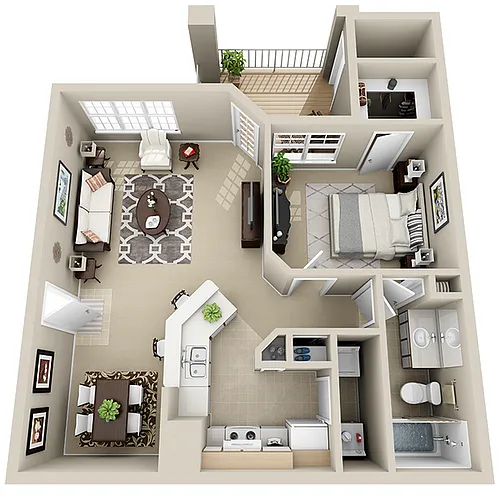 Floor plan Large 1 Bedroom Premium