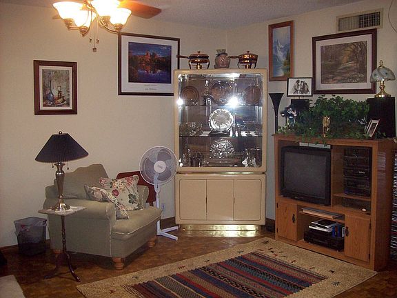 Large living room with skylight