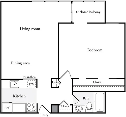 Floor plan 1 Bedroom K