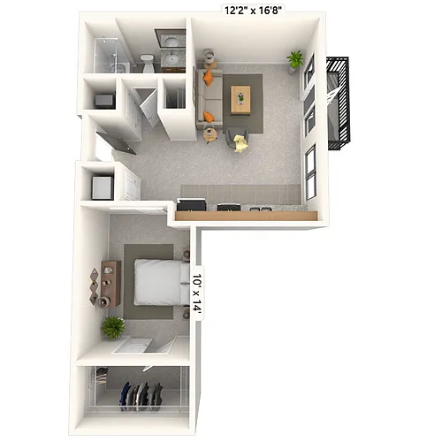 Floor plan Traditional 1x1 638-689 SF