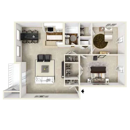 Floor plan 2 Bedroom - 1 Bath