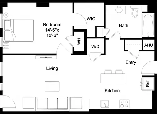 Floor plan 1 Bed/1 Bath-A31