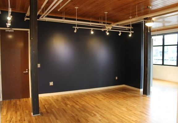 Living room with floor to ceiling windows