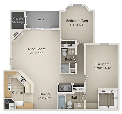 Floor plan 2 Bedroom Mid