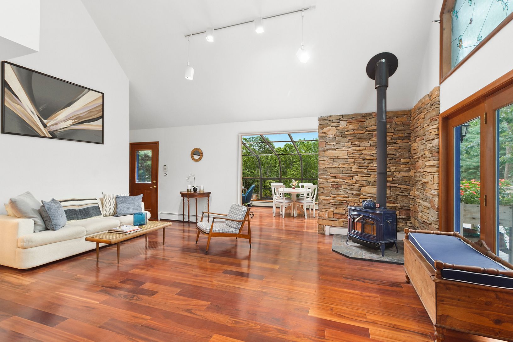  Living Room With Woodstove