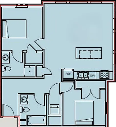 Floor plan 2-Bedroom LIHTC