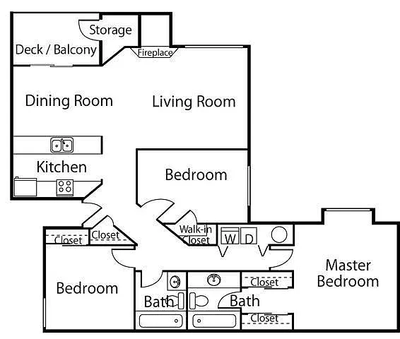 Floor plan Three Bedroom Two Bath