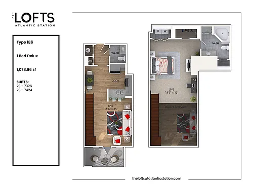 Floor plan 1B6 - 1 Bed Delux