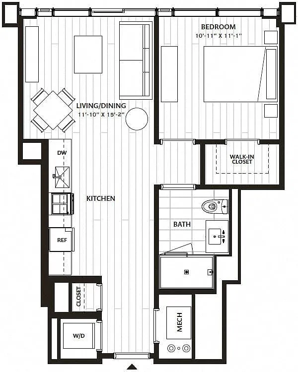 Floor plan 1 Bed/1 Bath-A3