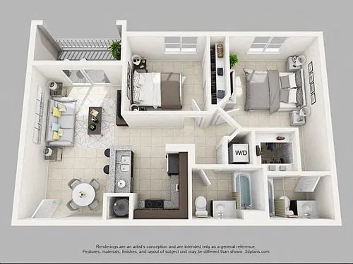 Floor plan 2 Bedroom 2 Bath