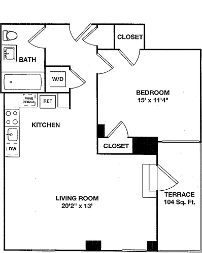 Floor plan One Bedroom 9F