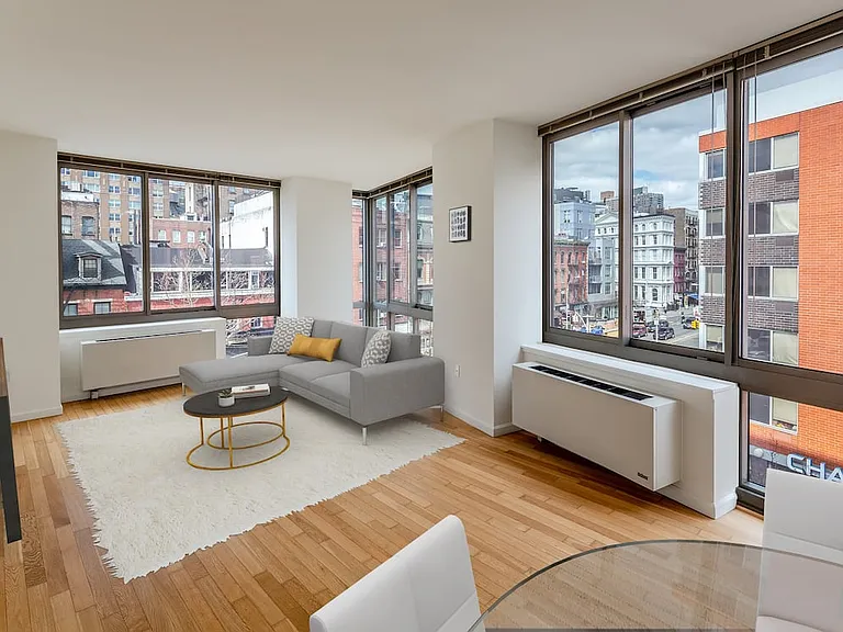 Classic Package living room with hard surface plank flooring
