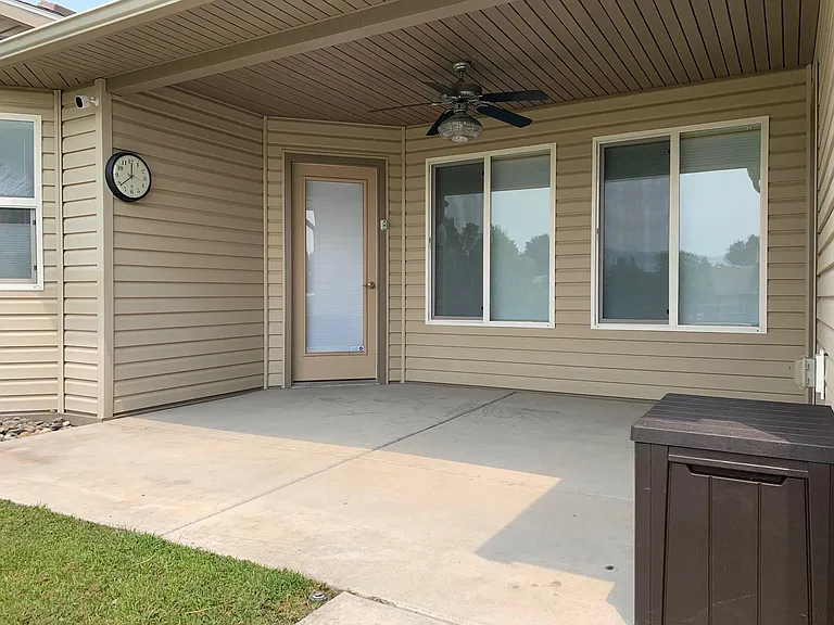 Covered Back Porch with Outdoor Fan & Light