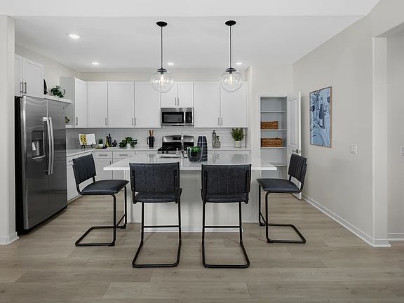 Kitchen with pendant lighting over the island