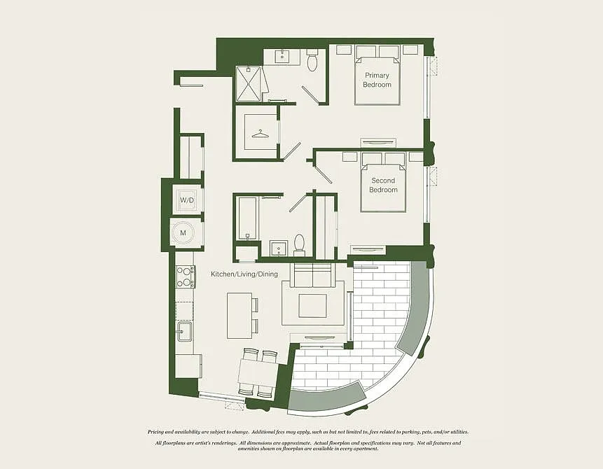 Floor plan 2 Bed- 2 Bath | B01 - Reva