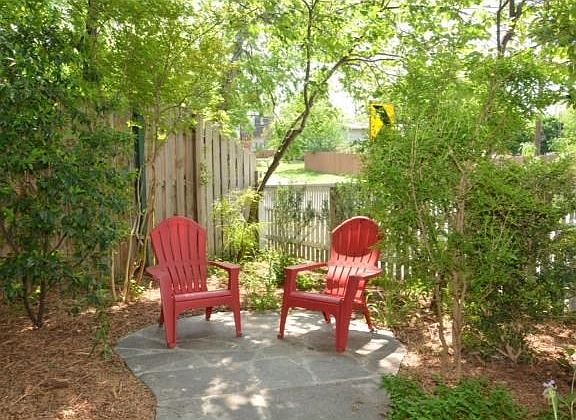 enjoy some shade in this private garden area.