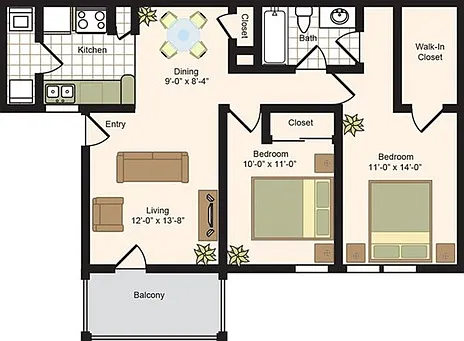 B1 | 2x2 | 846 sq ft B1 | 2x2 | 846 sq ft