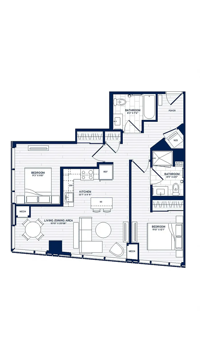 Floor plan 2 Bed/2 Bath-E4